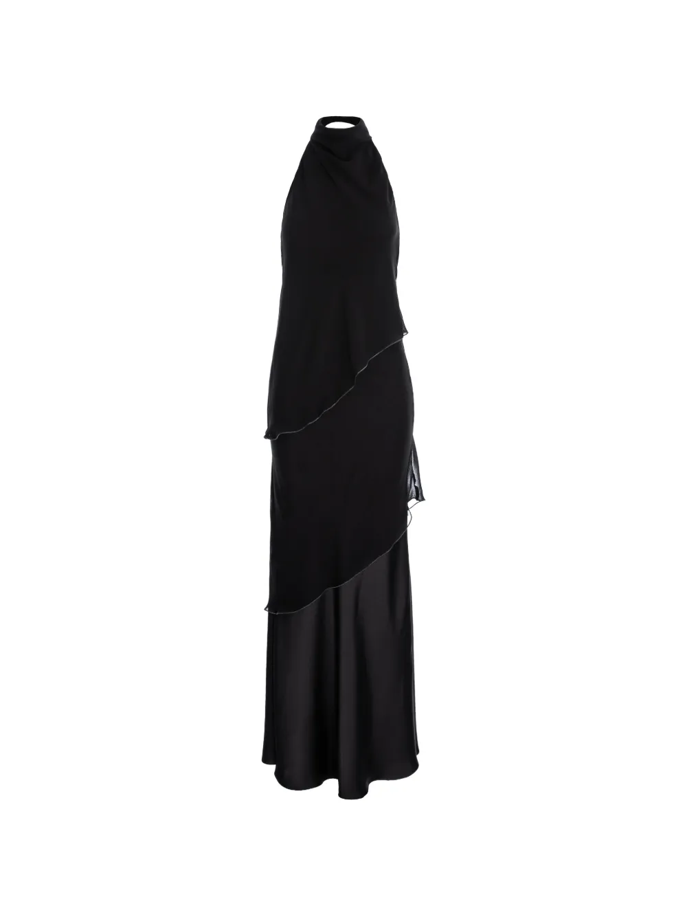 V:PM ATELIER Florance gelaagde maxi-jurk met halternek Zwart