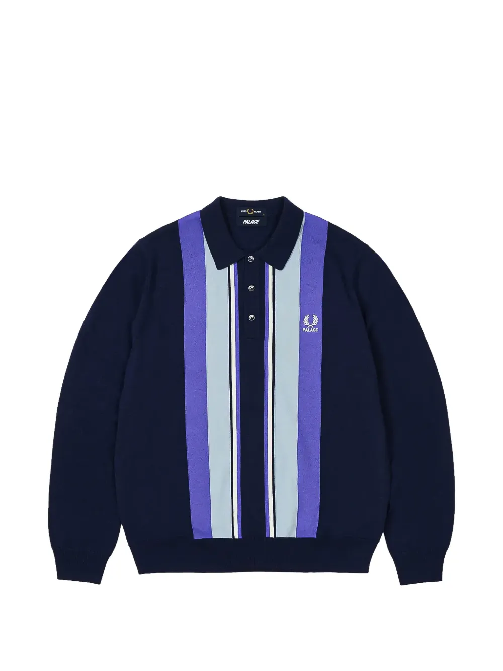 Palace x Fred Perry long-sleeve knitted polo shirt Blauw