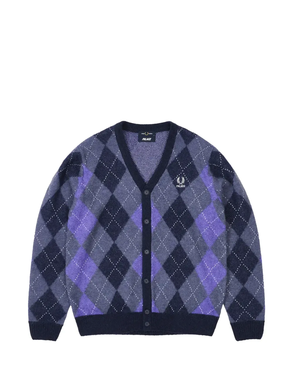 Palace x Fred Perry argyle-intarsia knit cardigan - Violett