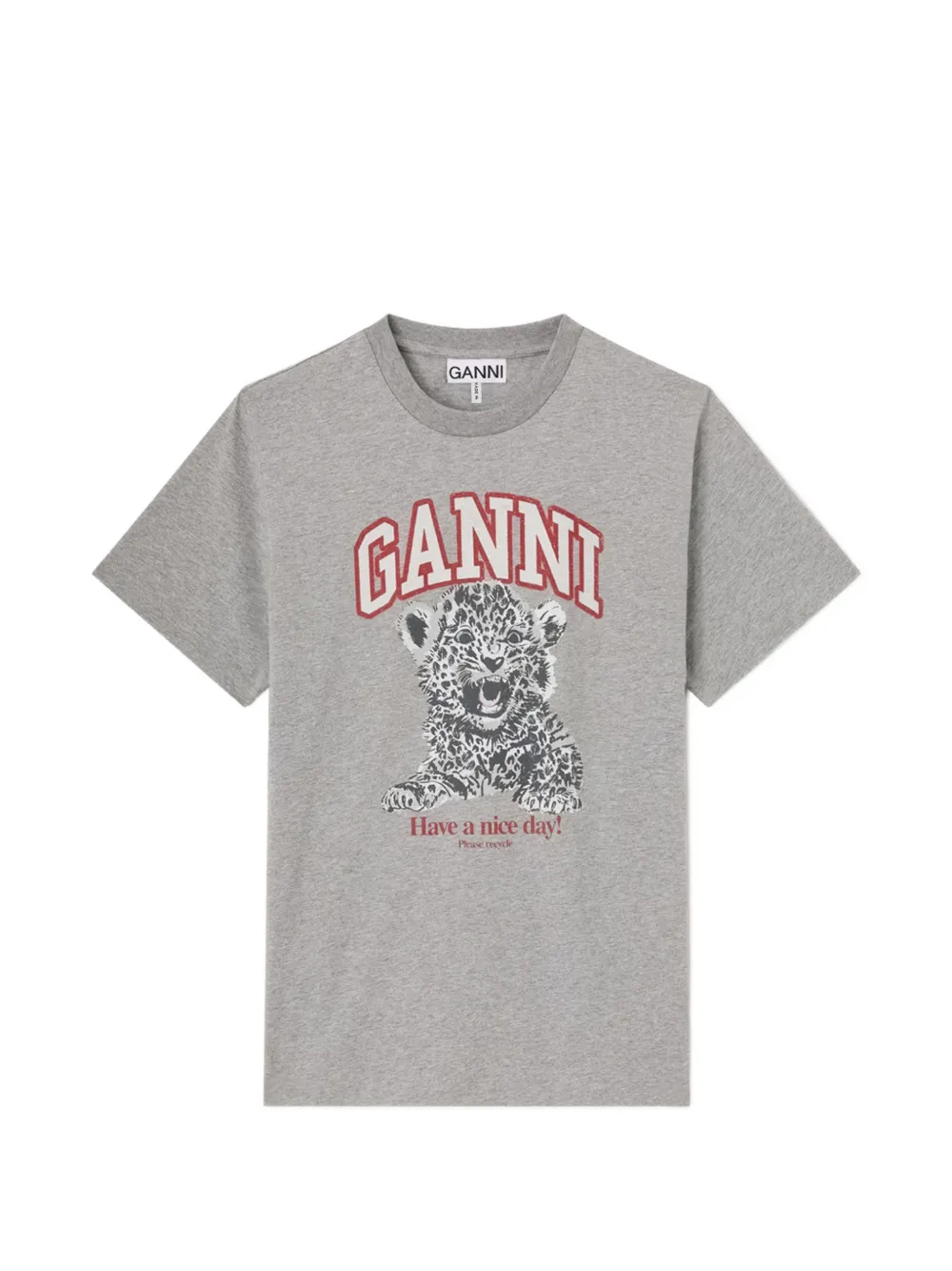 GANNI leopard-print T-shirt Grijs