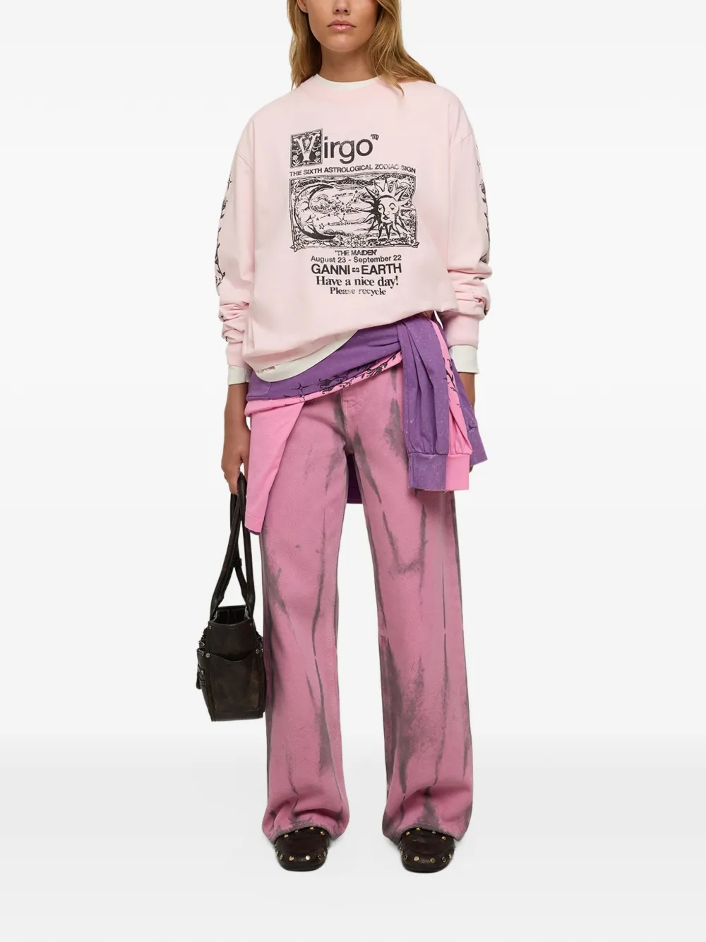 GANNI Izey jeans in heavy denim Roze