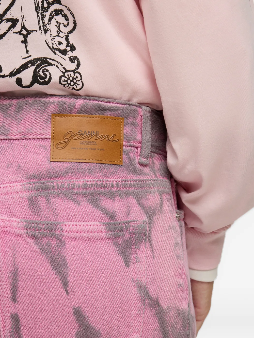 GANNI Izey jeans in heavy denim Roze