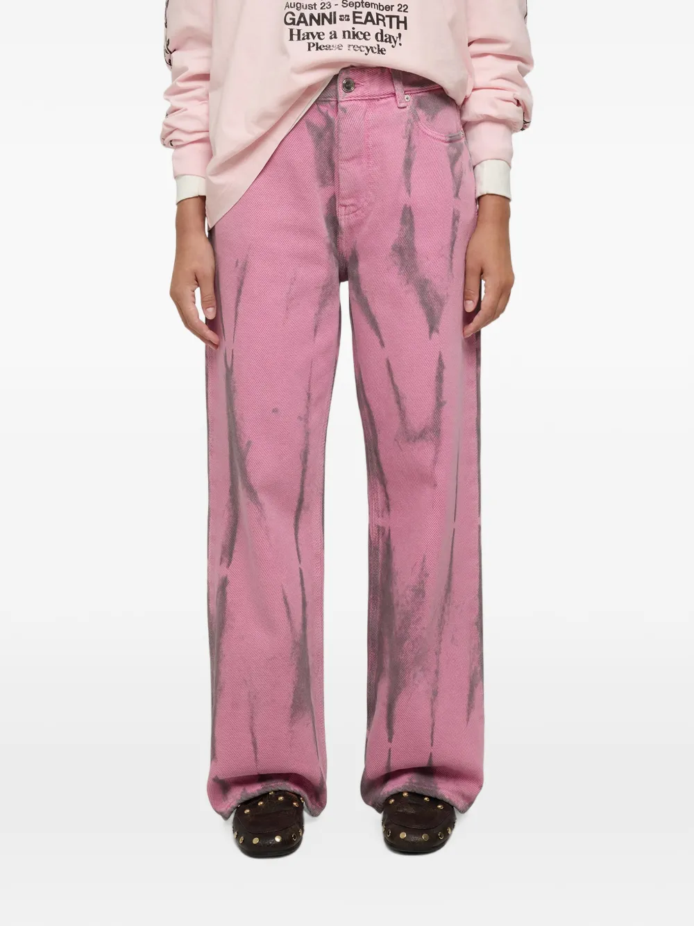 GANNI Izey jeans in heavy denim Roze