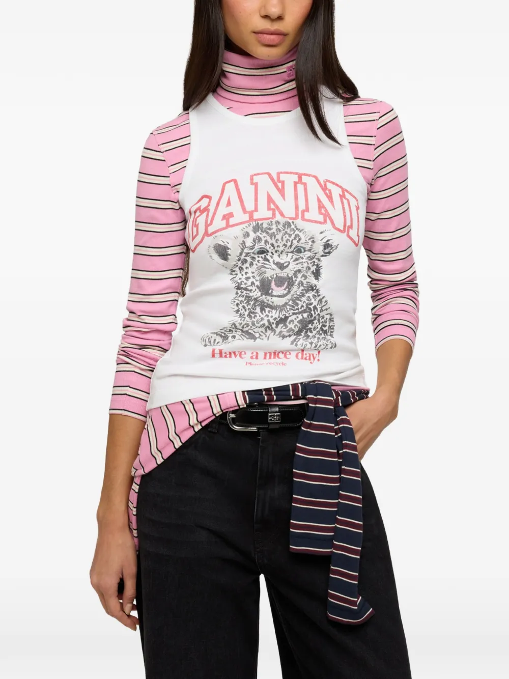 GANNI tank top with Teddy family