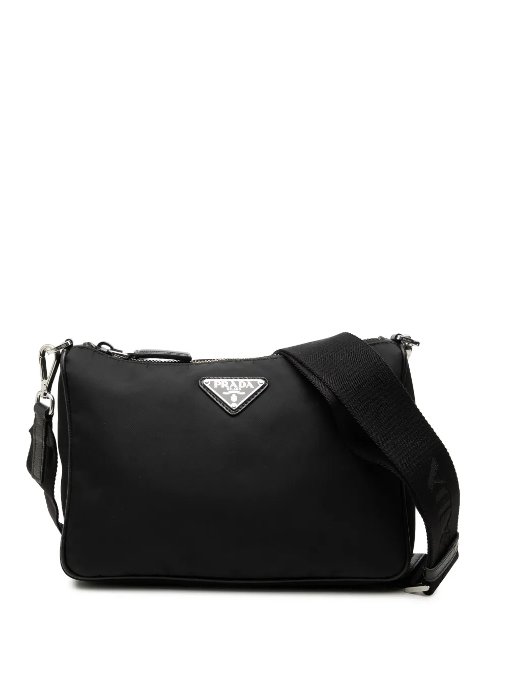 Prada Pre-Owned 2013-2026 Saffiano Trimmed Re Nylon Zip Top crossbody bag - Nero