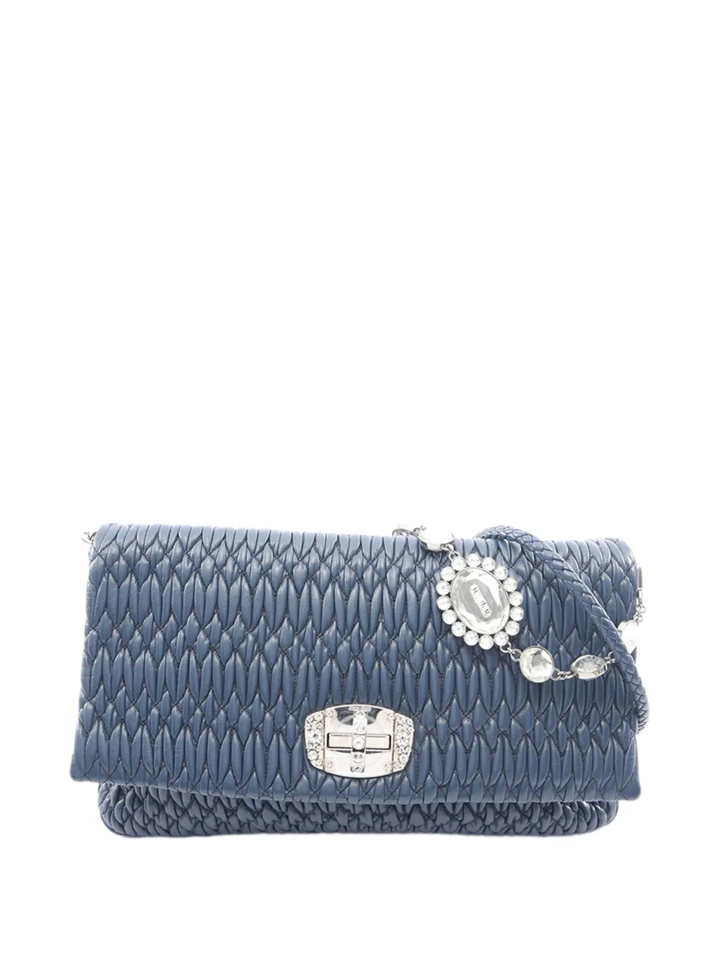 Miu Miu Pre-Owned 2010-2026 Matelasse Nappa Crystal Chain satchel - Blue