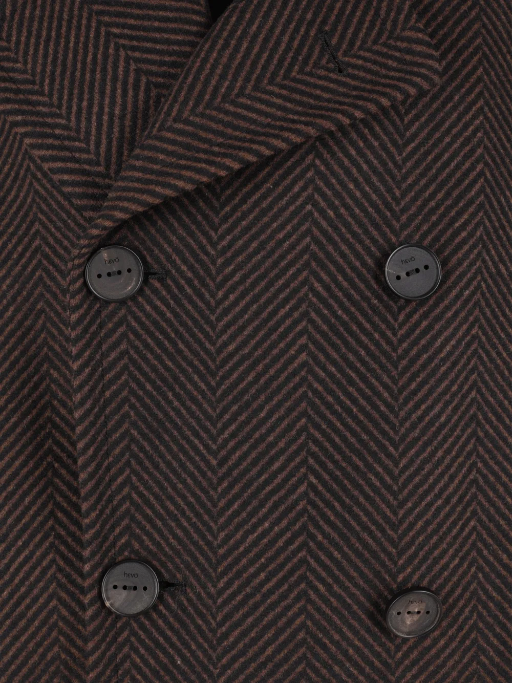 Hevo Tricase herringbone double-breasted coat Bruin