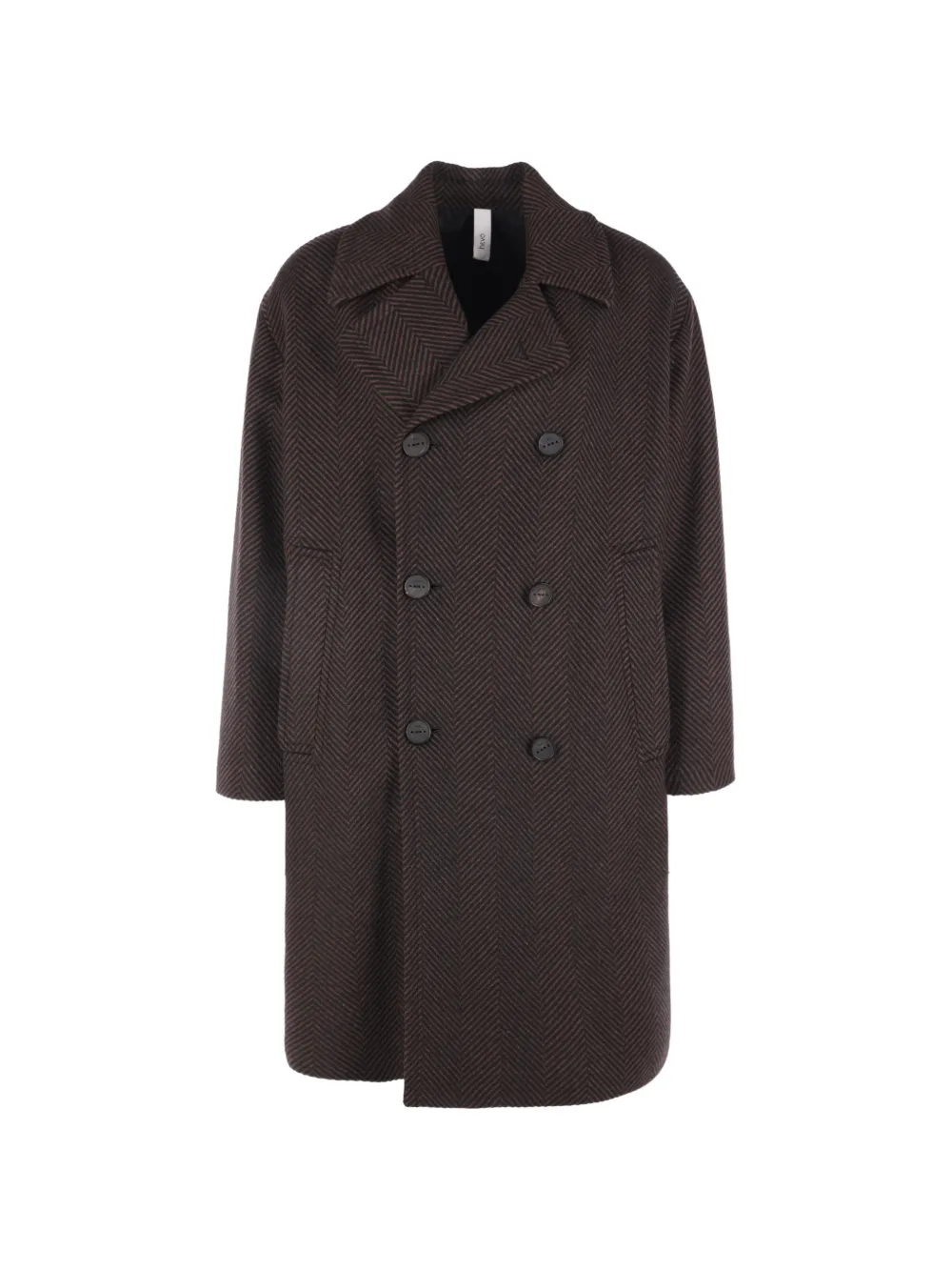 Hevo Tricase herringbone double-breasted coat Bruin