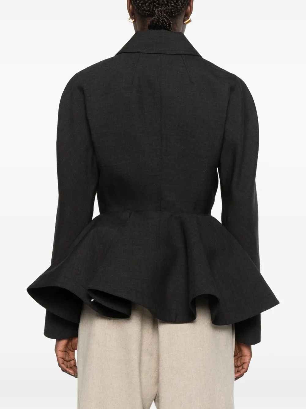 AMI Paris peplum-hem virgin wool jacket Grijs