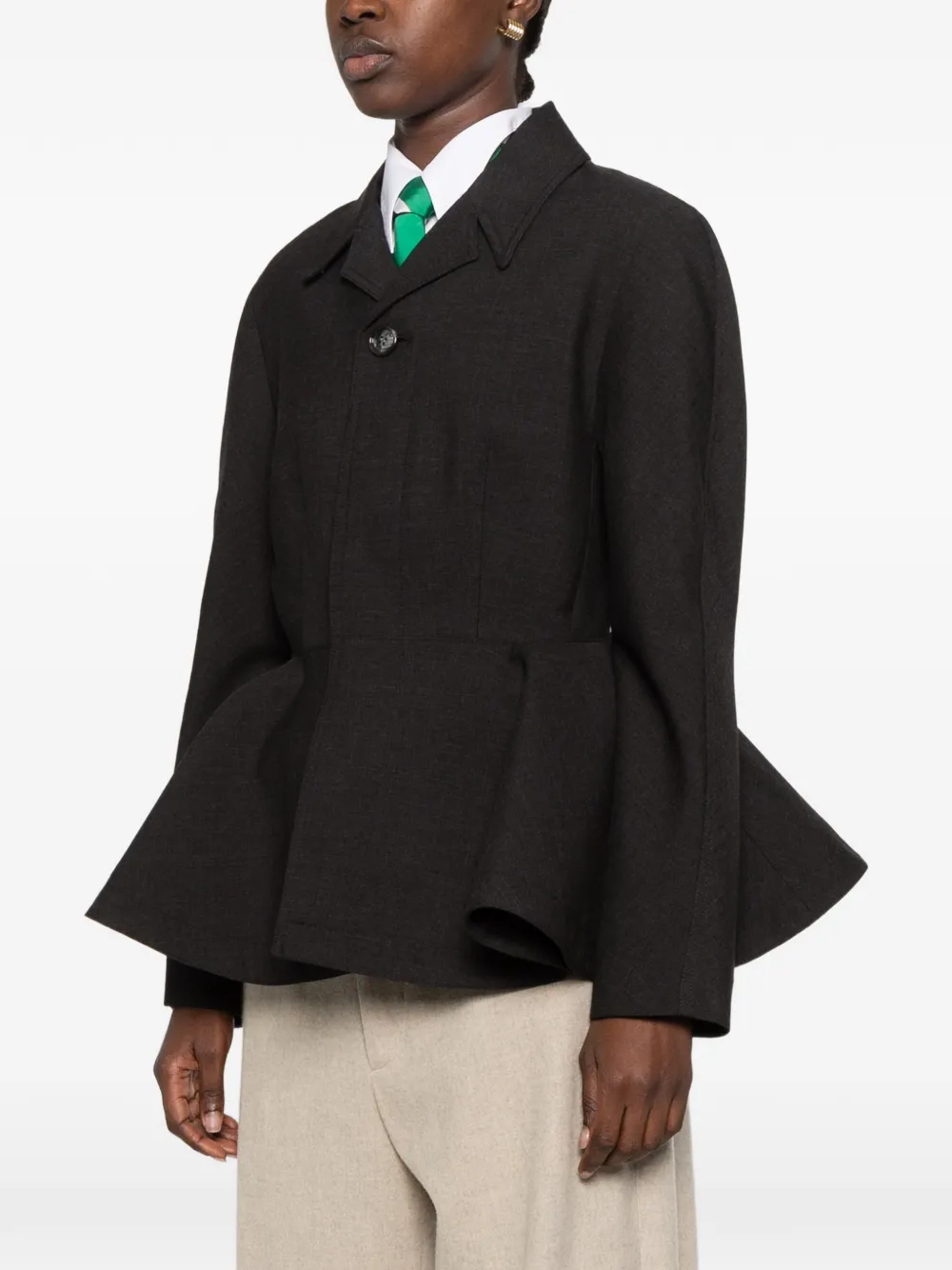 AMI Paris peplum-hem virgin wool jacket Grijs