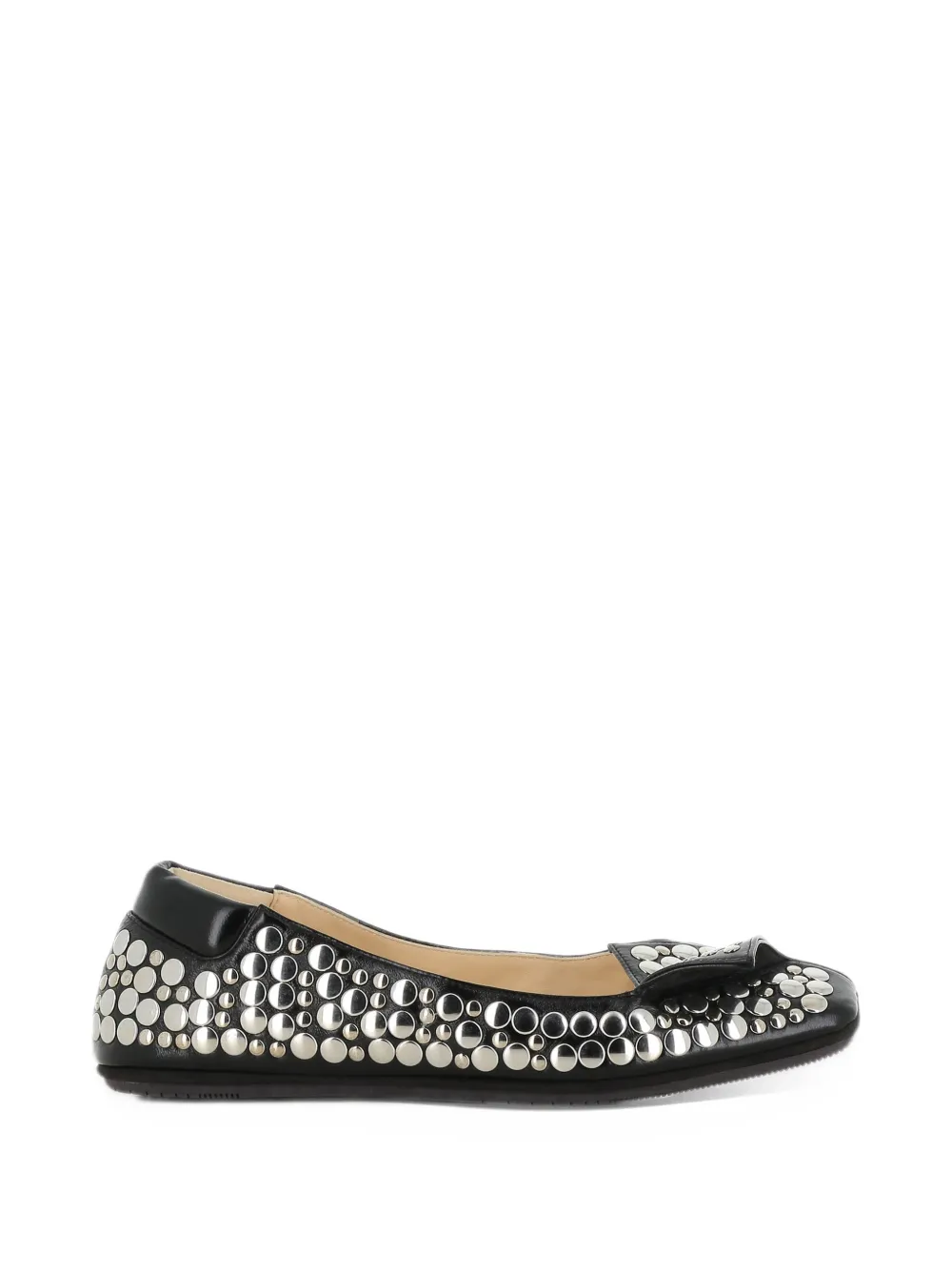 Dove Nuotano Gli Squali stud-embellished leather ballet flats - Nero