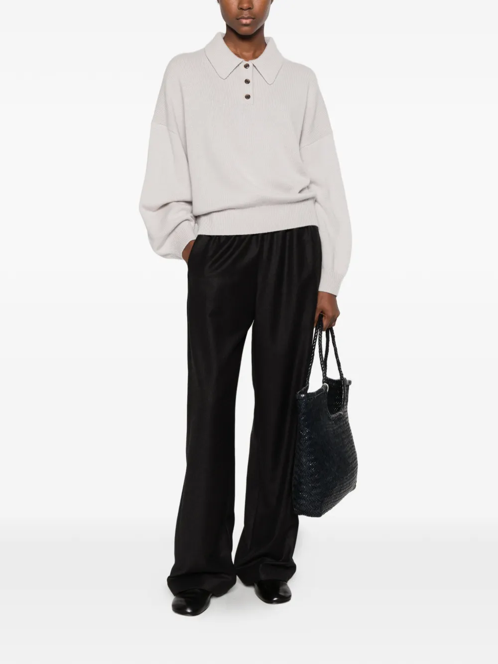 Lisa Yang polo-collar sweater Beige