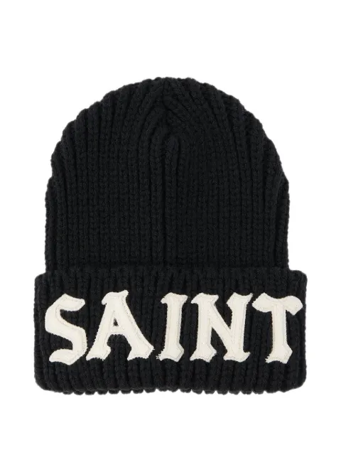 SAINT MXXXXXX gorro tejido de canalé con parche del logo