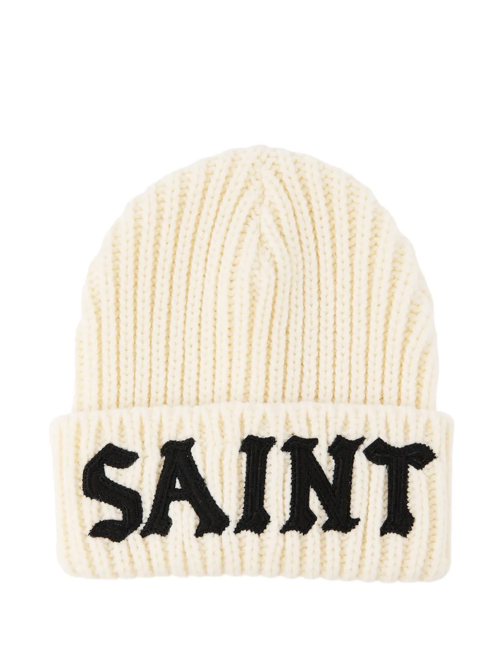 SAINT MXXXXXX logo-embroidered ribbed beanie hat - Nude