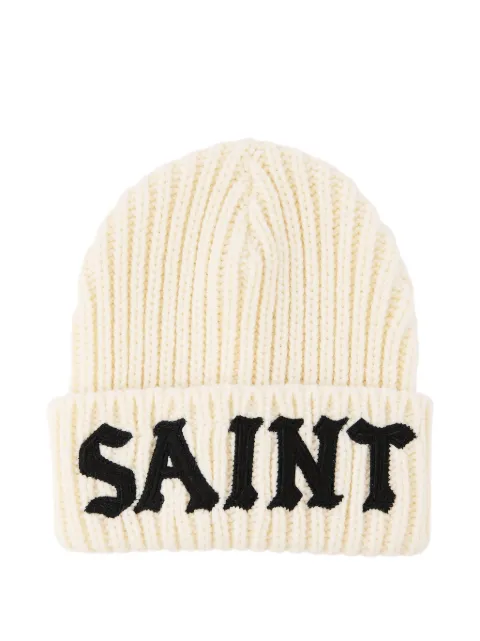 SAINT MXXXXXX logo-embroidered ribbed beanie hat