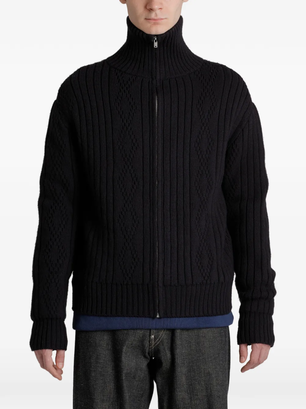 TAIGA TAKAHASHI Lot.533 cable-knit zip-up cardigan - Blu