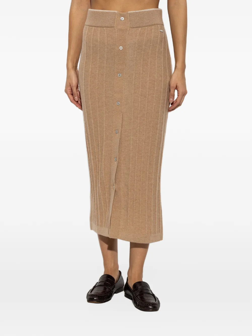 Paul & Shark ribbed-knit button-down skirt Bruin