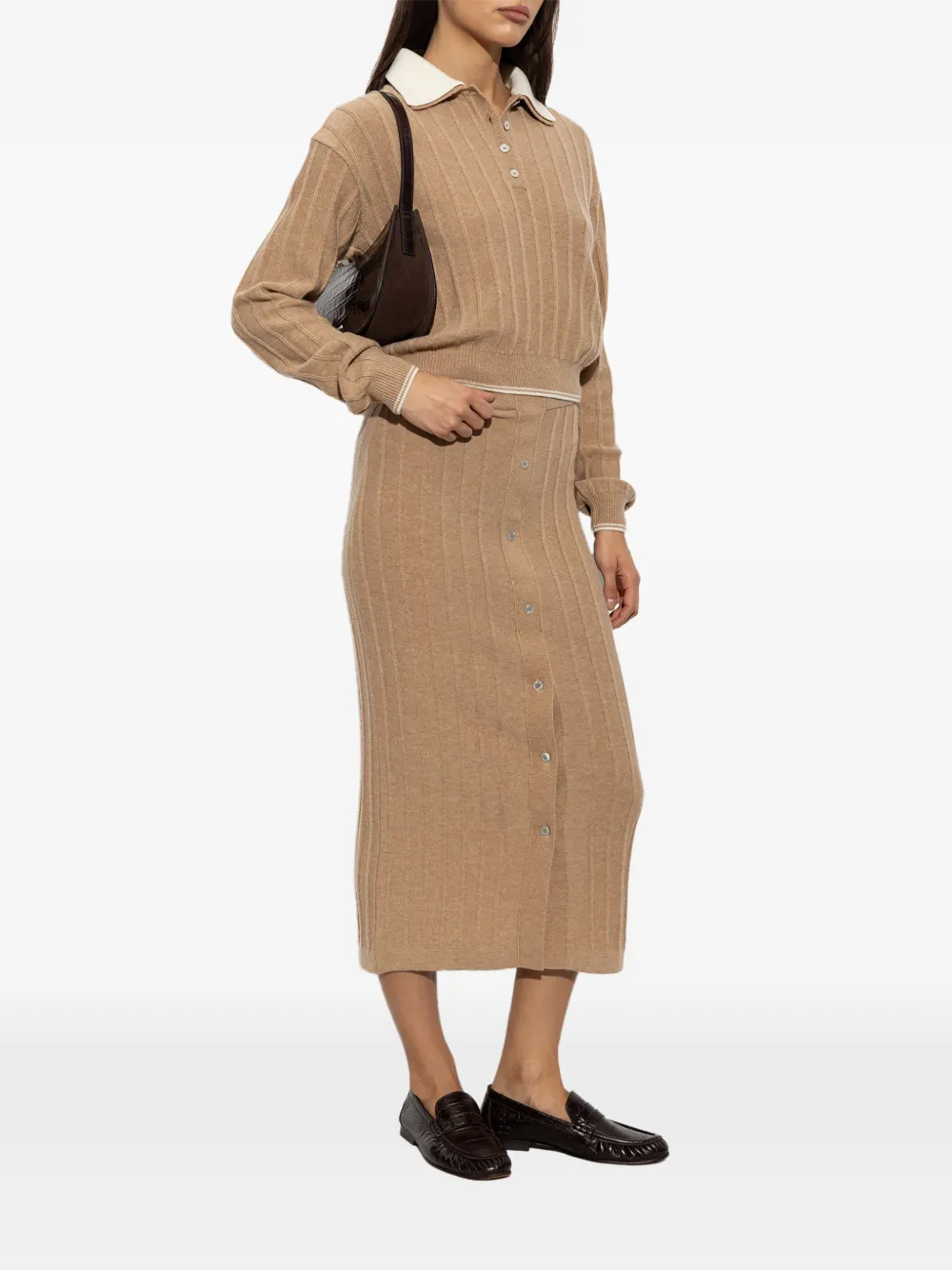 Paul & Shark ribbed-knit button-down skirt Bruin