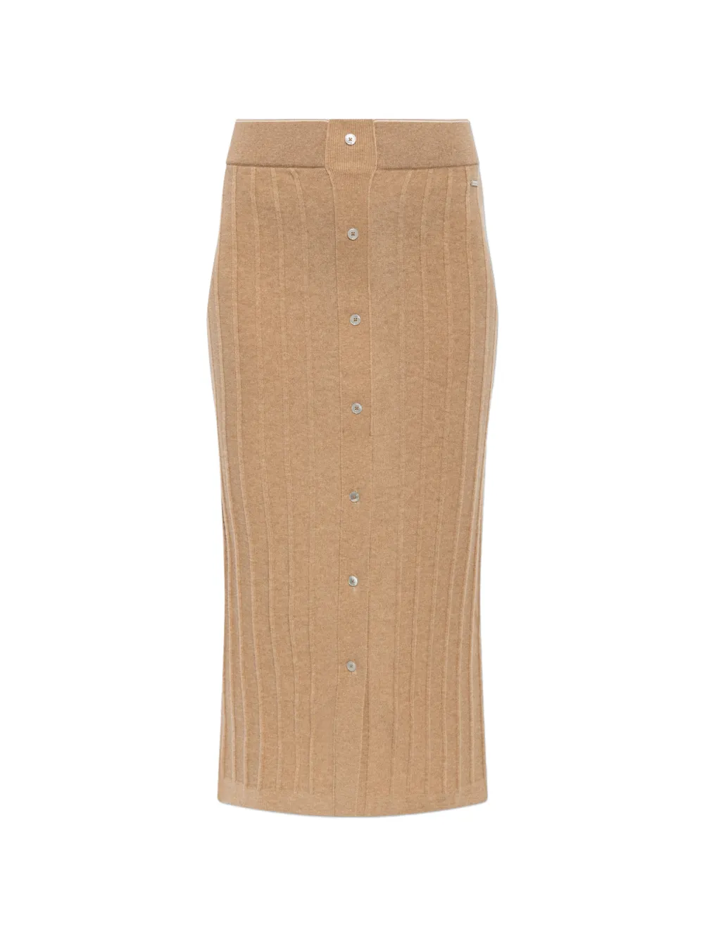 Paul & Shark ribbed-knit button-down skirt - Marrone
