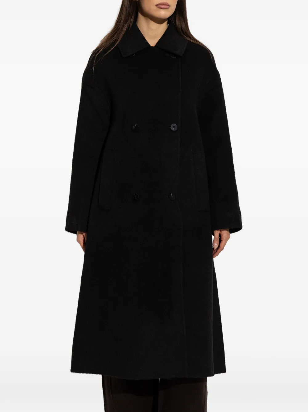 Lisa Yang double-breasted coat Zwart
