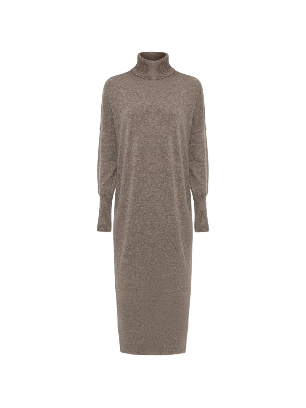 Paul & Shark roll-neck side-slit midi dress - Marrone