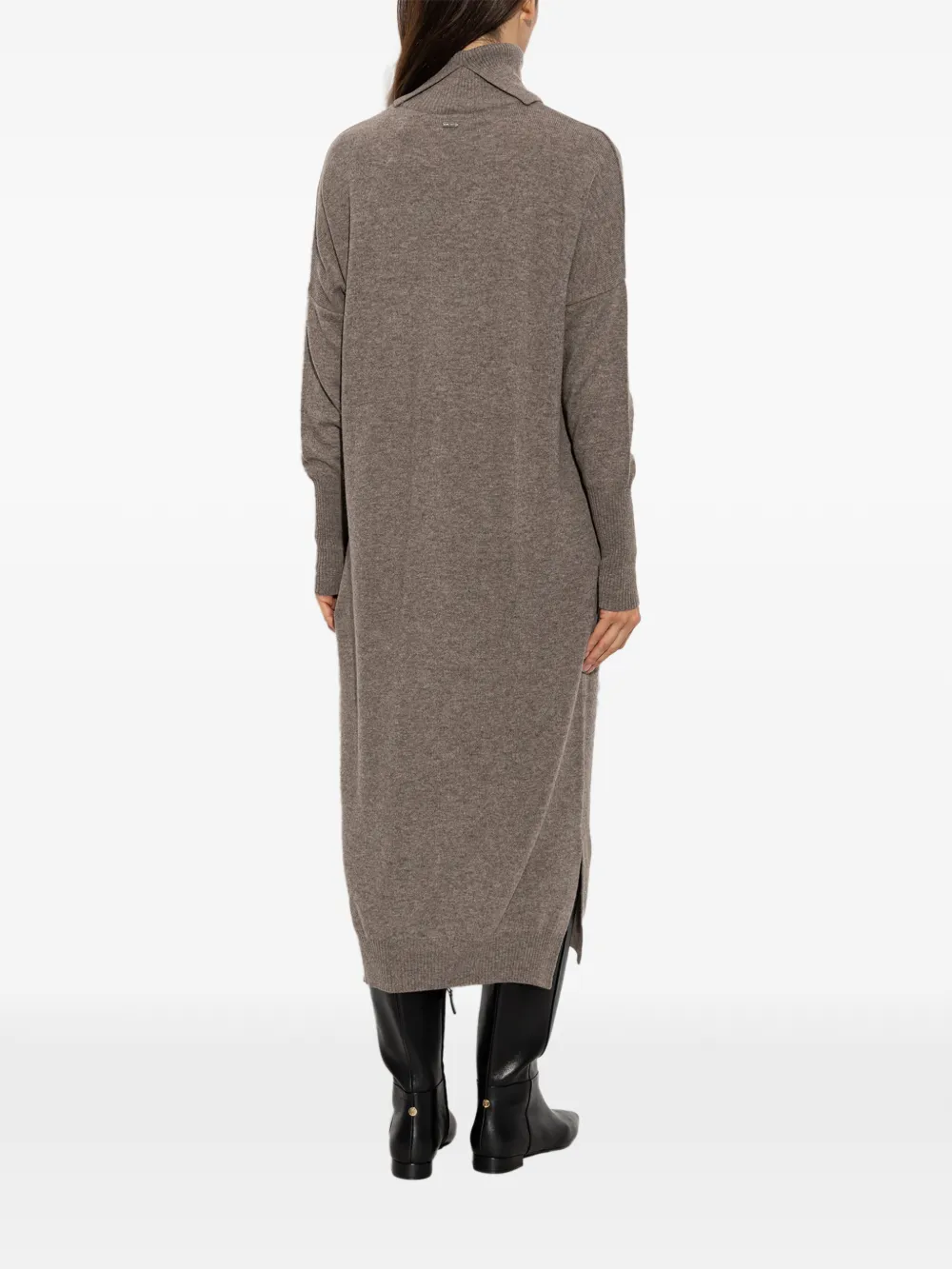 Paul & Shark roll-neck side-slit midi dress Bruin