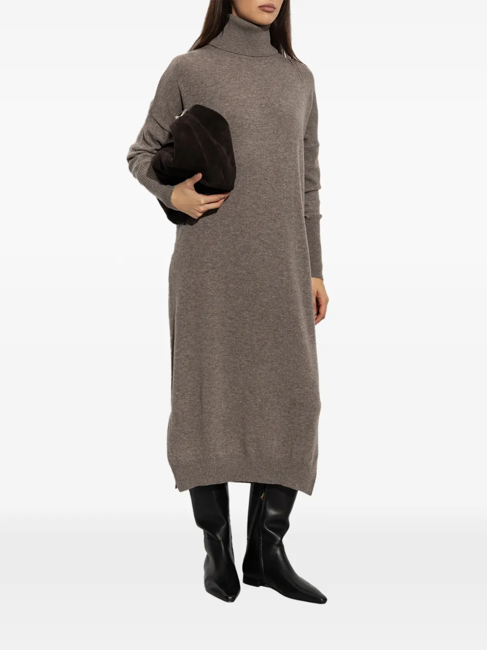 Paul & Shark roll-neck side-slit midi dress Bruin