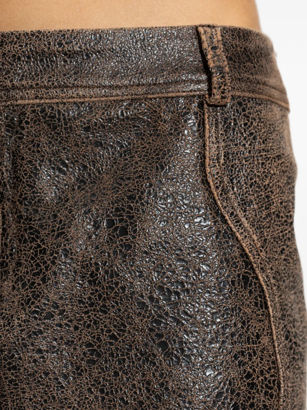 AMIRI cracked-leather mini skirt Bruin