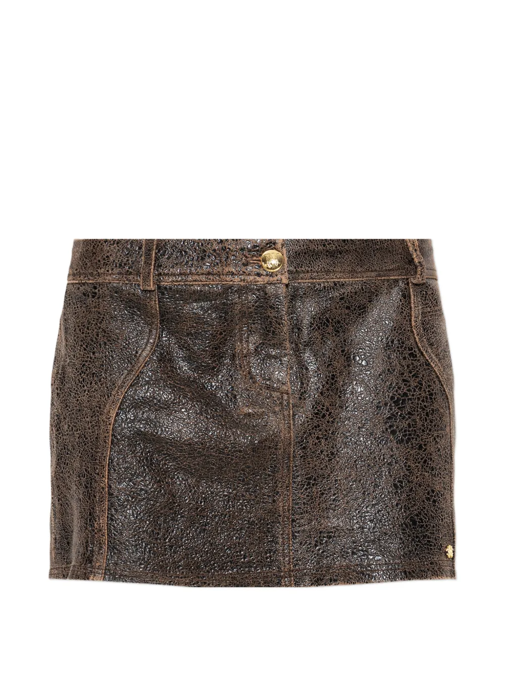 AMIRI cracked-leather mini skirt Bruin
