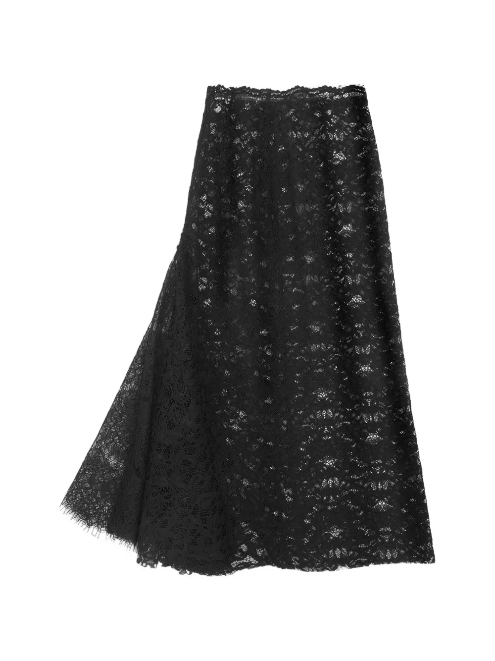 Vera Wang Tulia high-waisted floral-lace midi skirt Zwart