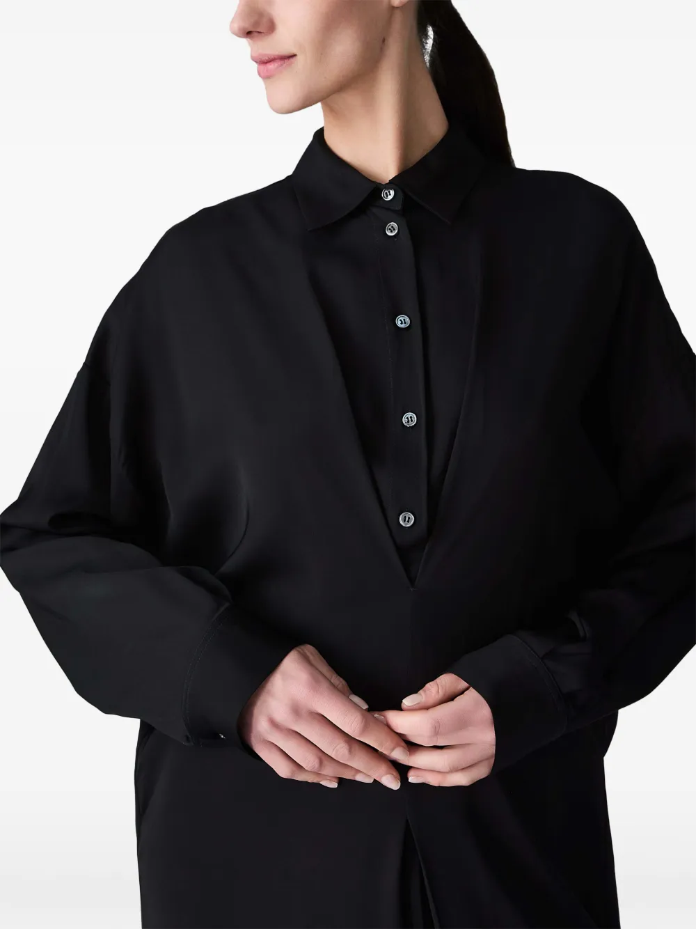 Vera Wang Mercer layered-effect midi dress Zwart