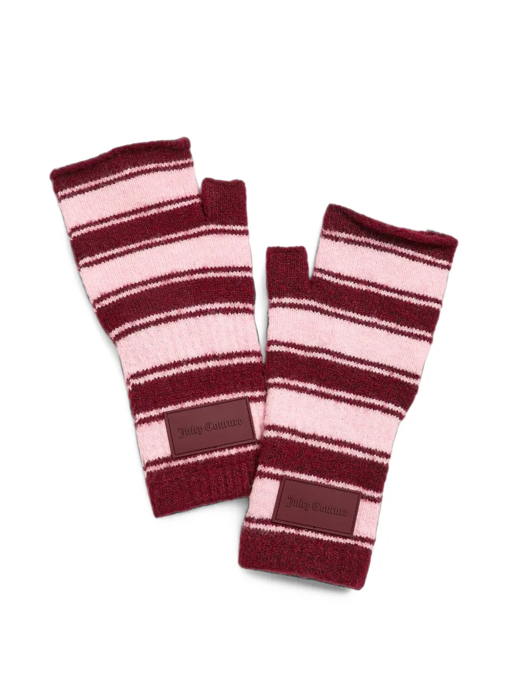 Juicy Couture stripe-knit fingerless gloves - Rot