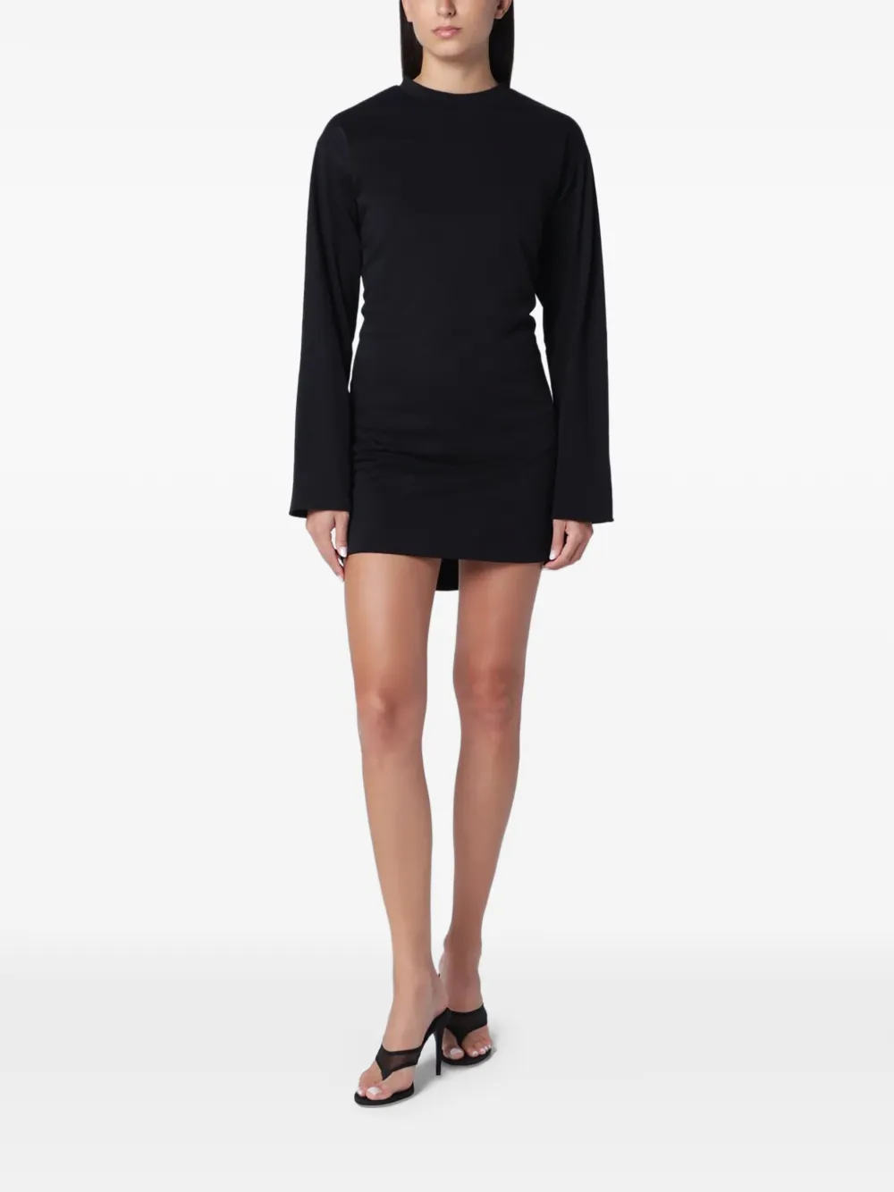 Aliita gathered long-sleeve dress Zwart