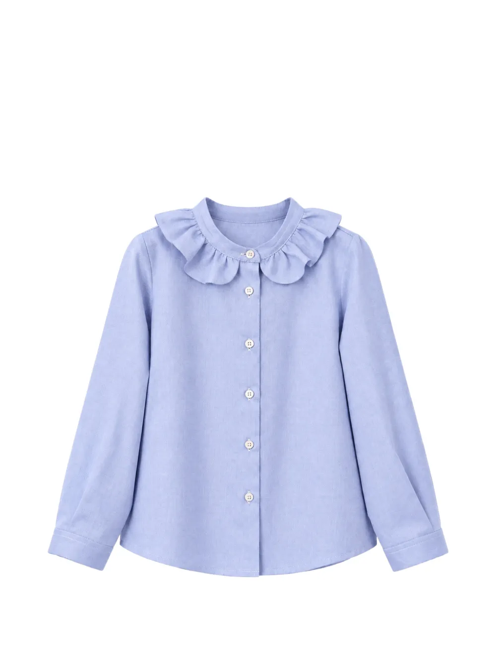 Il Gufo ruffled-collar long-sleeve shirt Blauw