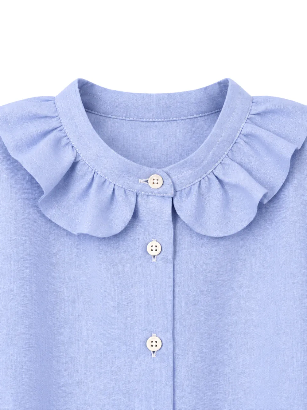 Il Gufo ruffled-collar long-sleeve shirt Blauw