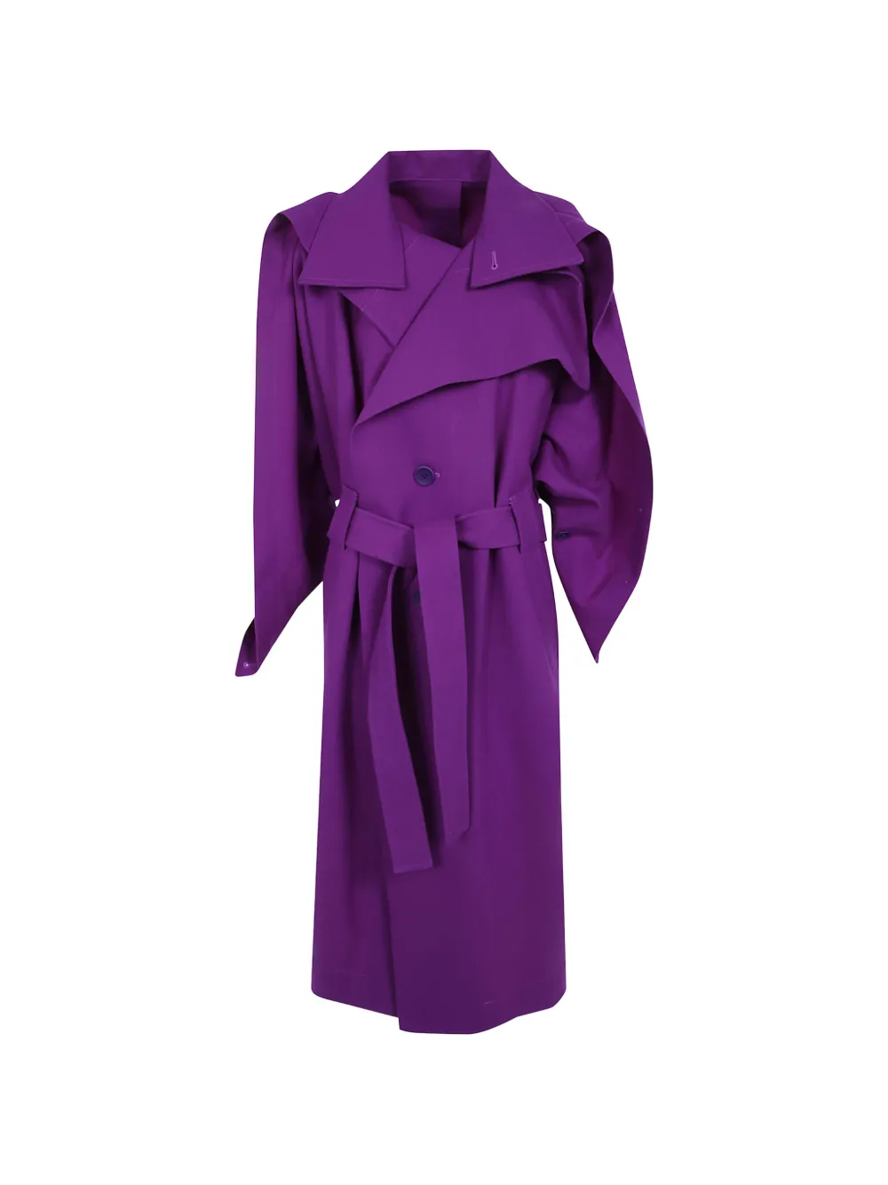 Issey Miyake belted oversized coat Paars
