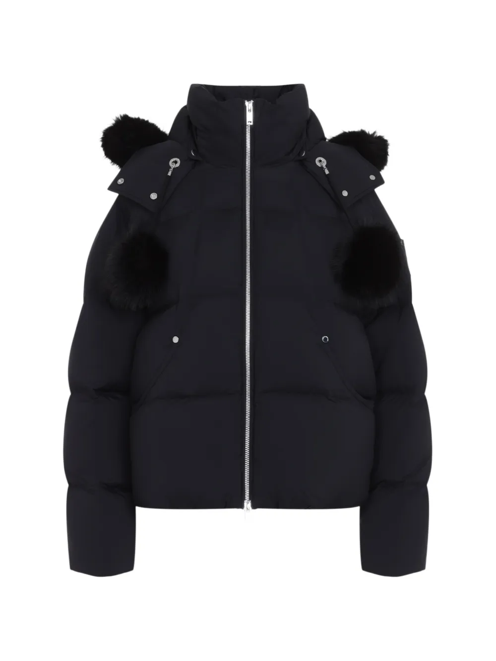 Moose Knuckles Everest fur-trim hooded puffer jacket - Schwarz