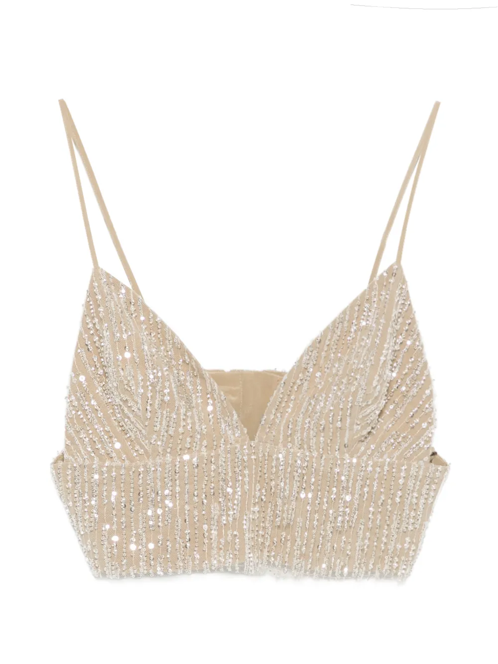 AMI Paris sequin-embellished cropped top - Toni neutri