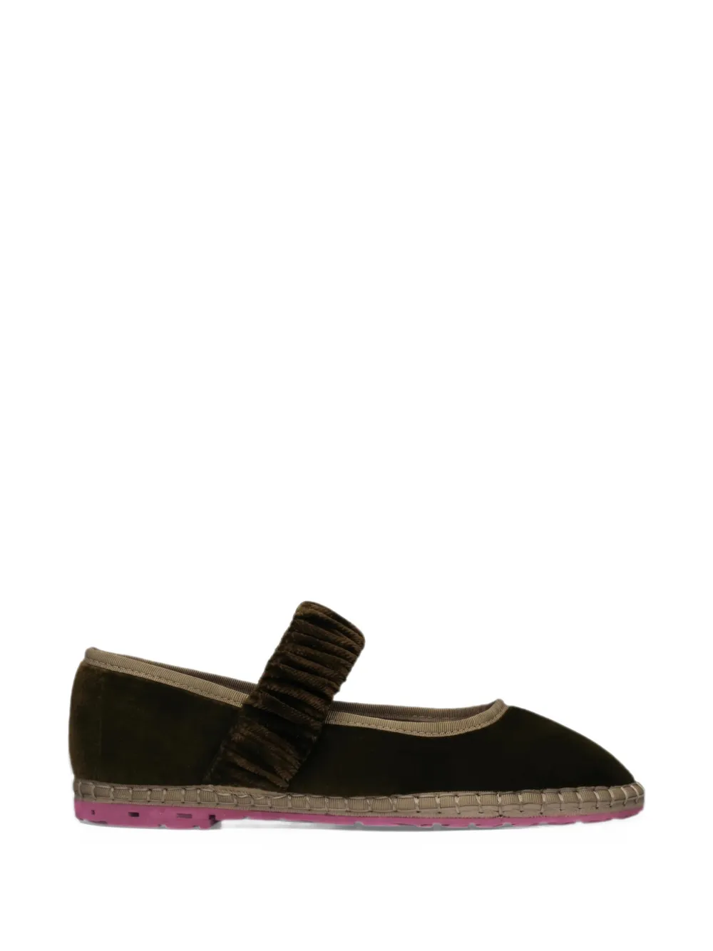FLABELUS Mafalda ruched-strap ballet flats - Marrone