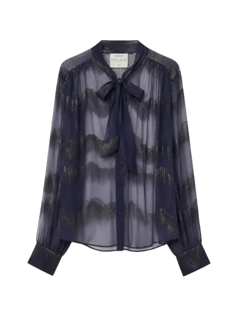 Forte Forte Nuages D'Argent pussy-bow metallic-stripe shirt