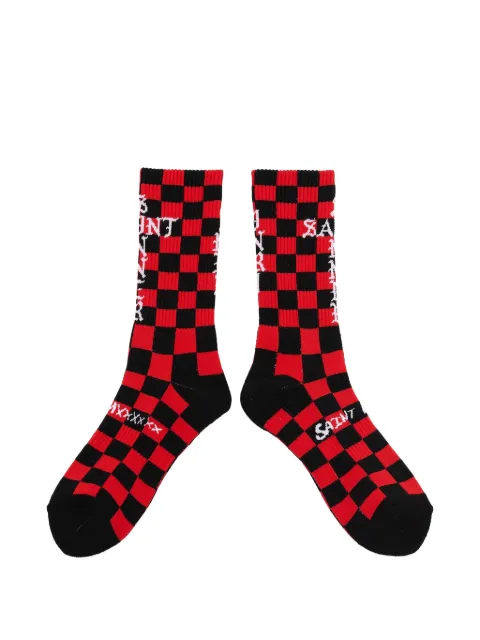SAINT MXXXXXX checkerboard intarsia-knit socks