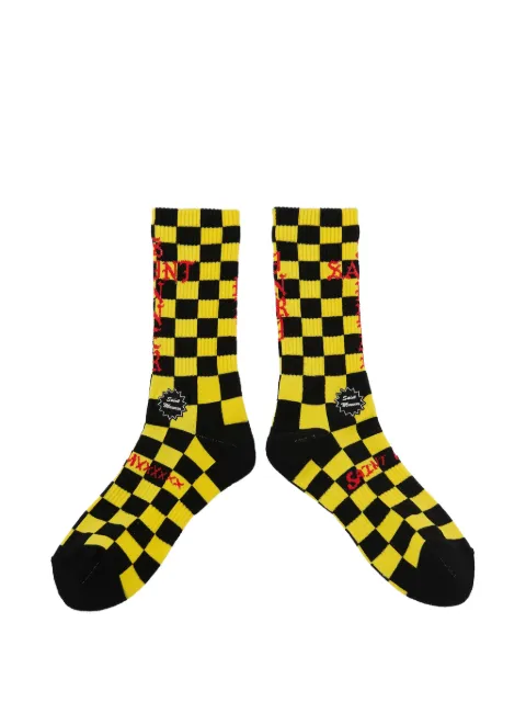 SAINT MXXXXXX checkered logo-print socks
