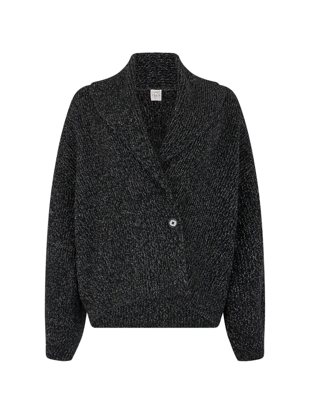 TOTEME Shawl-lapel cardigan black white Zwart