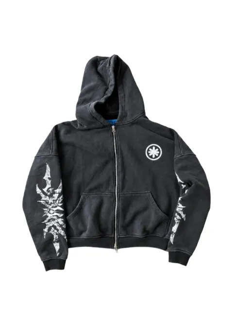 LOSTSHDWS graphic-print zip-up hoodie