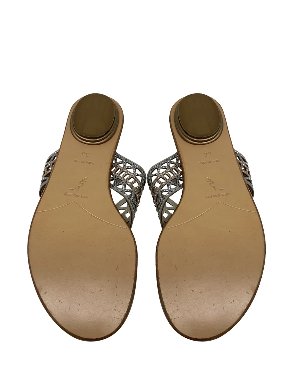 René Caovilla 2010s crystal-embellished thong sandals - Argent