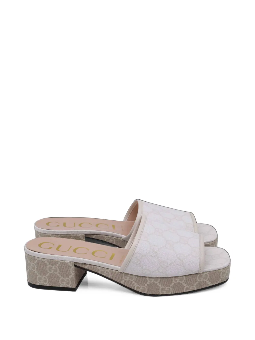 Gucci Pre-Owned GG Supreme Malaga platform mules - Weiß