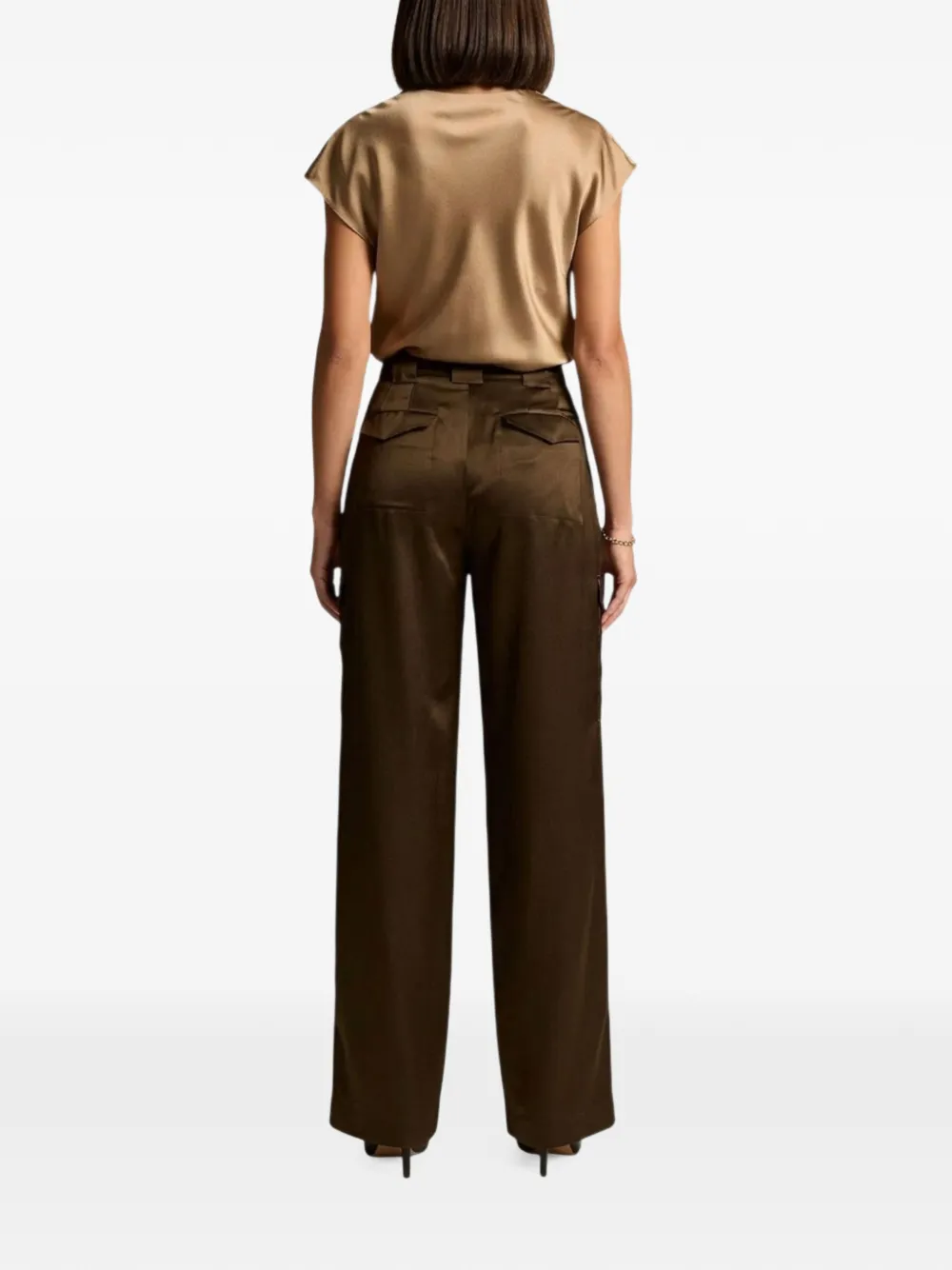 Vince satin-finish trousers Groen