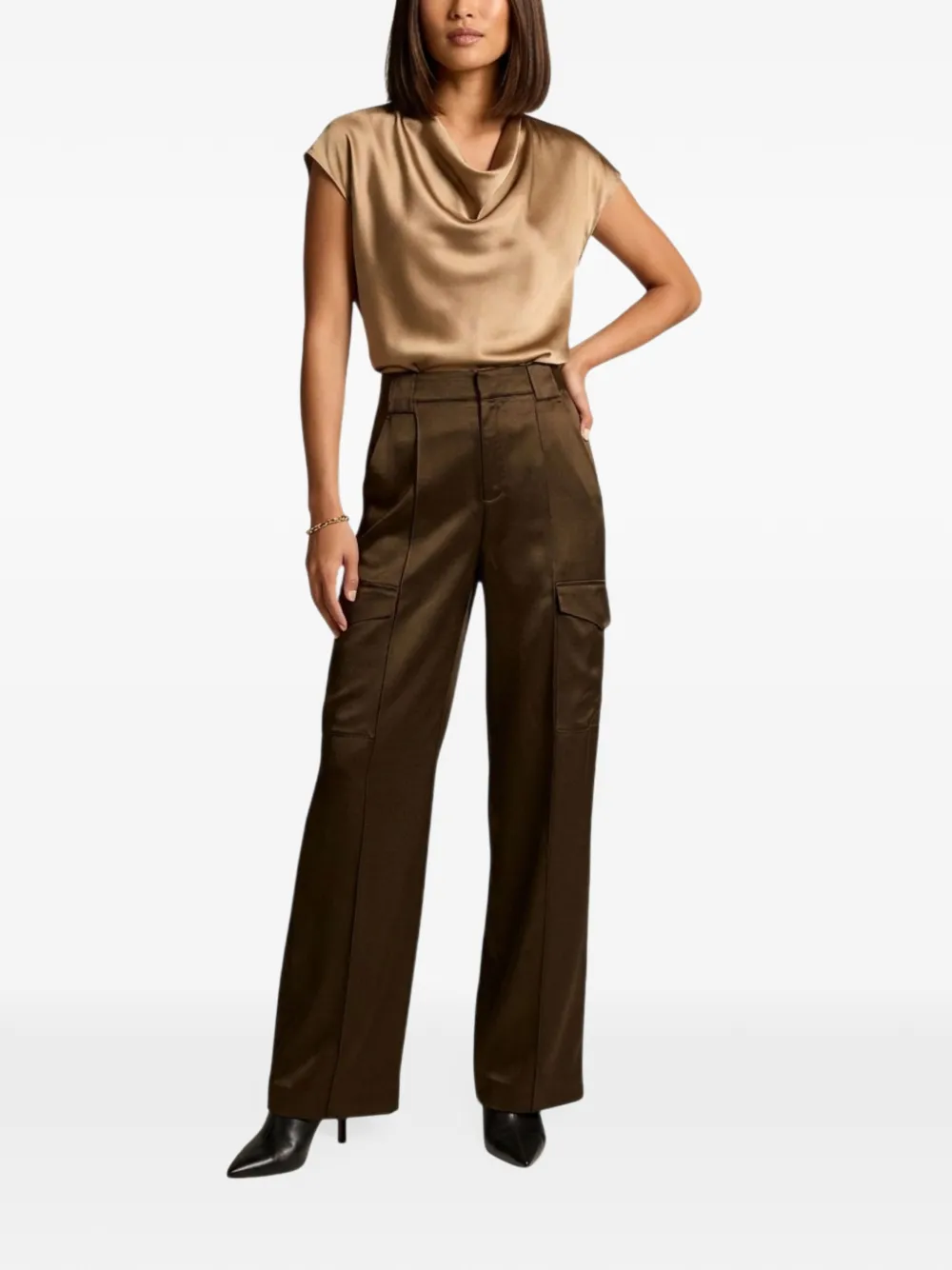 Vince satin-finish trousers Groen