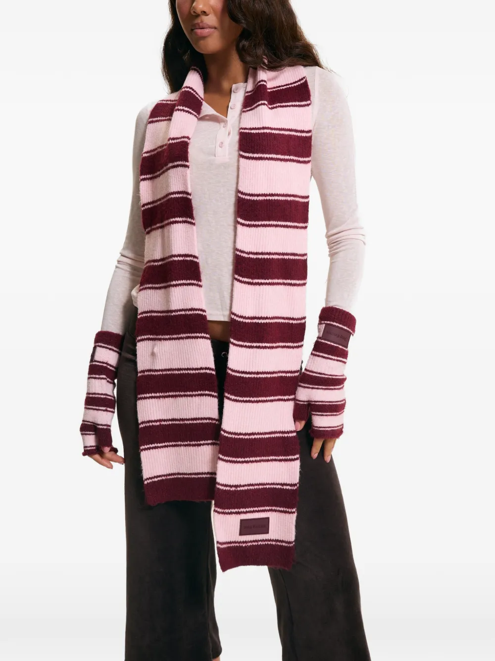 Juicy Couture stripe-knit scarf - Rosa