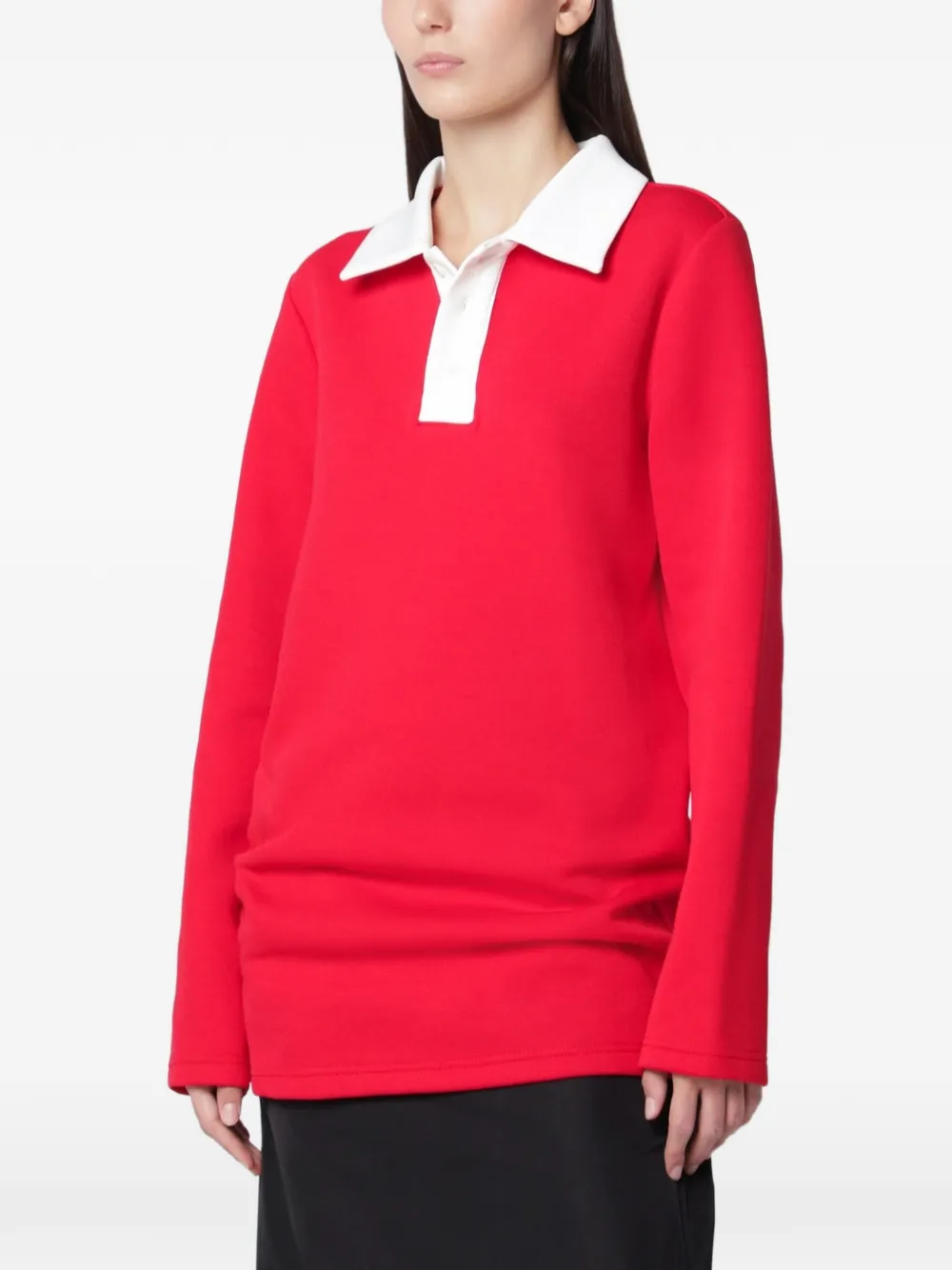 Aliita contrast-collar long-sleeve polo shirt - Rosso